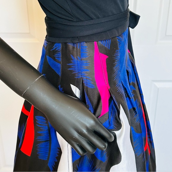 NWT DVF Jewel Print Wrap Dress Fit & Flare Floral 3/4 Sleeve pocket combo tie - Picture 5 of 13